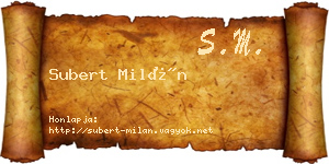 Subert Milán névjegykártya