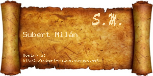 Subert Milán névjegykártya