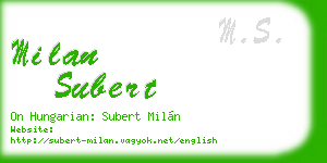 milan subert business card